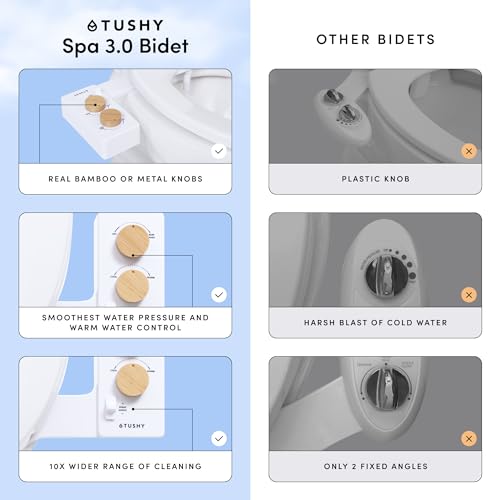 TUSHY Spa 3.0 Cool to Warm Water Bidet Attachment, Bronze | Universal Fit, Easy Install, Self-Cleaning, Adjustable Pressure and Angle Control, Sink Access Required Within 6 Feet - color: White/Bronze, style: Warm Water Optional