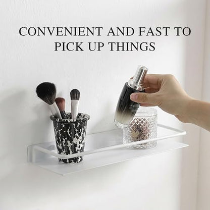 RFOUO 8 Inch Small Metal Wall Shelf with Guard Rail,White,1 Pack | Small Bathroom Shelf, Wall Mounted, Aluminum Floating Shelf, For Toothbrush Perfume Spice,Bathroom Bedroom Kitchen - color: White, size: 8Inch