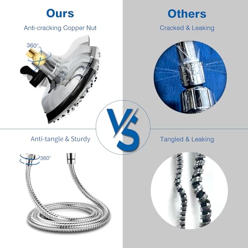 2 in 1 Shower Head with Handheld Combo High Pressure Silver 1.8 GPM | 7.2" Rain Showerhead and 10 Spray Hand Held Shower, Adjustable Shower Angle, 59-inch Rotatable Stainless Steel Hose - color: Silver, size: 1.8 GPM