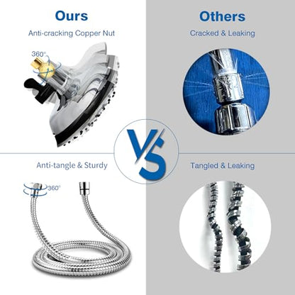 2 in 1 Shower Head with Handheld Combo High Pressure Silver 2.5 GPM | 7.2" Rain Showerhead and 10 Spray Hand Held Shower, Adjustable Shower Angle, 59-inch Rotatable Stainless Steel Hose - color: Silver, size: 2.5 GPM