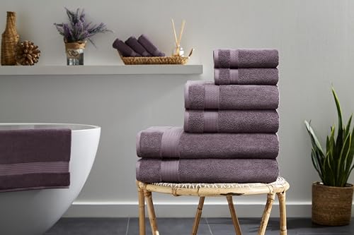 Ozdilek 6-Piece Bath Towel Set, 2 Bath, 2 Hand, 100% Cotton Turkish Towels, 2 Bath Towels (30x60/550 GSM), 2 Hand Towels (16x30/575 GSM), 2 Washcloths (13x13/600 GSM) (Orchid Purple) - color: Orchid