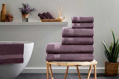 Ozdilek 6-Piece Bath Towel Set, 2 Bath, 2 Hand, 100% Cotton Turkish Towels, 2 Bath Towels (30x60/550 GSM), 2 Hand Towels (16x30/575 GSM), 2 Washcloths (13x13/600 GSM) (Orchid Purple) - color: Orchid