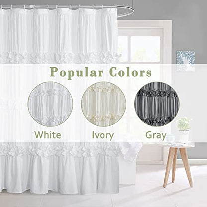 Victorian Ruffle Shower Curtain, 72" W x 72" H, White (Pack of 2) - color: White, size: 72"W x 72"L (Pack of 2)