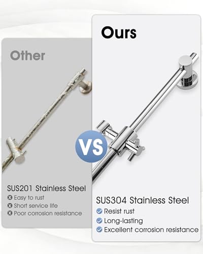 All Metal Shower Slide Bar with Adjustable Handheld Shower Head Holder, 25 Inch SUS304 Stainless Steel Shower Rail, Replacement for RV, Camper, Hotel & Bathroom, Polished Chrome - color: CH
