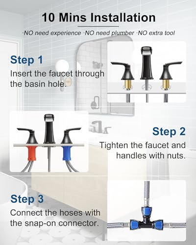 Brass Waterfall Faucet, Oil Rubbed Bronze Bathroom Sink Faucet, 4-16 Inch Widespread Bathroom Faucet, 2 Handle Bathroom Faucets for Sink 3 Hole with Overflow Pop-up Drain for Farmhouse Apartment - color: Oil Rubbed Bronze