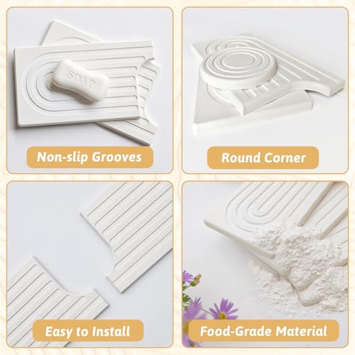 U Shape Sink Draining Mat Behind Faucet, Super Absorbent Diatomite Fast Drying Stone, Quick Drying Splash Guard, Prevents Moisture Buildup, Around Faucet Drip Mat for Kitchen Bathroom Counter, White - size: 18" x 5"