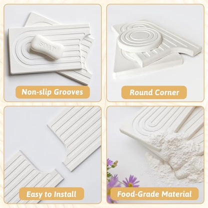 U Shape Sink Draining Mat Behind Faucet, Super Absorbent Diatomite Fast Drying Stone, Quick Drying Splash Guard, Prevents Moisture Buildup, Around Faucet Drip Mat for Kitchen Bathroom Counter, White - size: 18" x 5"