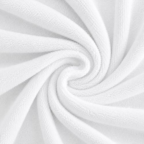 Feather & Stitch 100% Cotton 625 GSM Bath Towel Set of 6, Ultra Soft Highly Absorbent 2 Bath Towels, 2 Hand Towels & 2 Washcloth - Luxury Quick Dry Shower Towels (White) - color: White