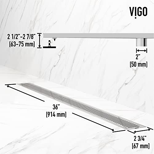 VIGO Elan 36 in. Linear Shower Drain in Chrome - VG07003CH - color: Chrome, size: 36 in.