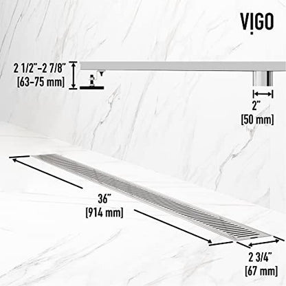 VIGO Elan 36 in. Linear Shower Drain in Chrome - VG07003CH - color: Chrome, size: 36 in.