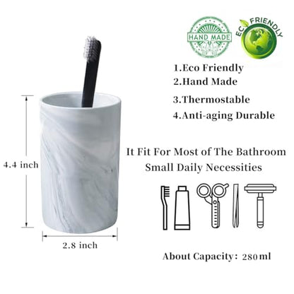 Kelake Ceramic Rustic Gray Marble Bathroom Tumbler Cup for Mouthwash Rinsing Toothbrush and Toothpaste Holder Stand Cups 280 ml Porcelain Milk Drinking Cups for Christmas Birthday - color: Gray Marble Pattern Cup
