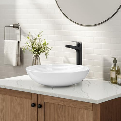KRAUS Indy Bathroom Faucet for Vessel Sink in Spot-Free Brushed Nickel/Matte Black with Single Handle, Pop Up Drain and Supply Lines, KVF-1410SFBNMB - color: Spot Free Brushed Nickel/Matte Black, style: Vessel