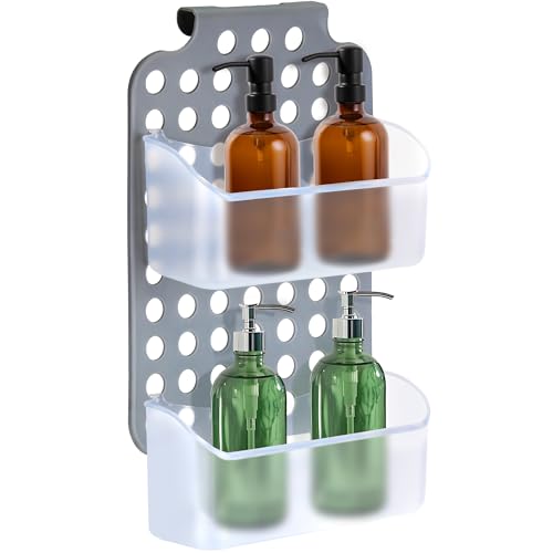 Over Shower Door Organizer, 2 Bins, Adjustable Hanging Storage - size: 2 Bins