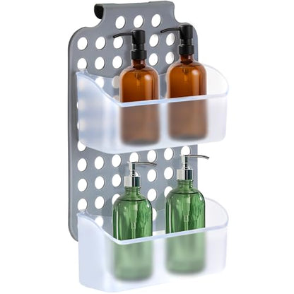 Over Shower Door Organizer, 2 Bins, Adjustable Hanging Storage - size: 2 Bins