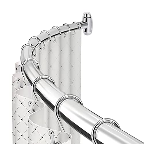 TOPROD Curved Shower Curtain Rod 48-72 Inches Adjustable Round Shower Rods | Chrome,Rounded Bowed,Stainless Steel,More Shower Space,Need to Drill,for Bathroom, Bathtub - color: Polished Chrome