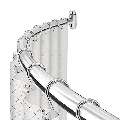 TOPROD Curved Shower Curtain Rod 48-72 Inches Adjustable Round Shower Rods | Chrome,Rounded Bowed,Stainless Steel,More Shower Space,Need to Drill,for Bathroom, Bathtub - color: Polished Chrome