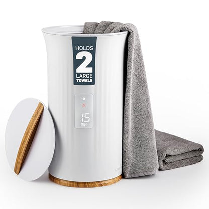 Live Fine Towel Warmer | Bucket Style Luxury Heater with LED Display, Adjustable Timer, Auto Shut-Off | Fits 40” x 70” Oversized Towel - color: White