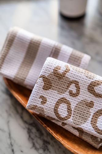Kitchen Towels, Dish Towels for Kitchen, 2 Pc Kitchen Towel Set | Microfiber Waffle Towels, 16 x 26 inches, with Hanging Loops, Reusable Tea Towels, Cute Kitchen Towels - 2 Pack - color: Tan Neutral