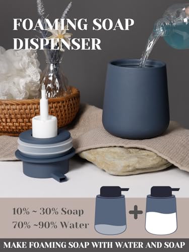 INGOFIN Ceramic Foaming Soap Dispenser - 12 oz Foam Hand Soap Dispenser Bathroom, Ceramic Dish Soap Modern Dispenser with Pump for Kitchen, Matte Blue - color: Matte Blue
