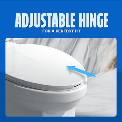 HIGHCRAFT Premium Elongated Toilet Seat with Adjustable Hinges - Molded Plastic Toilet Seat - Fits Standard Elongated Toilets - Oval Seat in White - color: White, size: Elongated