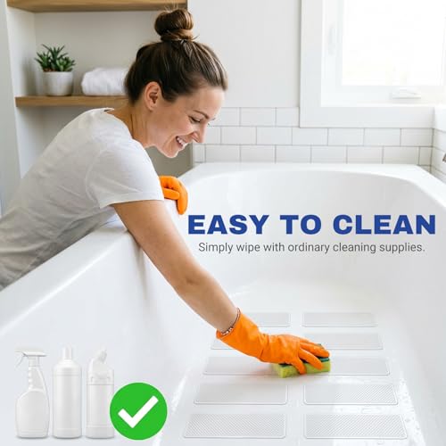 24-Piece Non-Slip Shower Floor Stickers, Extra-Large (XXL) Safety Anti-Slip Decals for Bathtubs, Shower Floors, and Stairs - Scraper Included - color: Rectangle