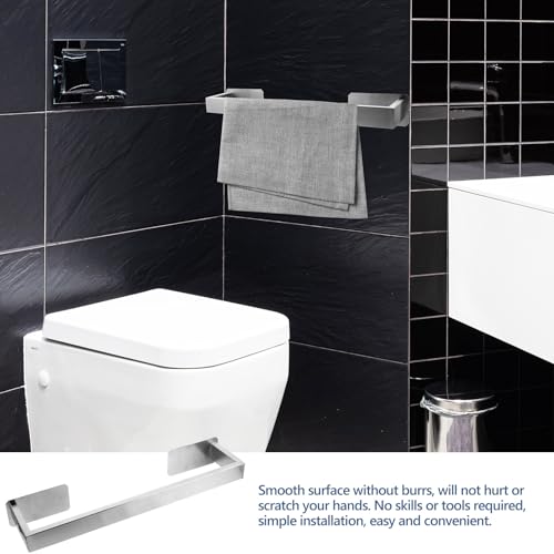 ABOOFAN Stainless Steel Adhesive Towel Rack Bar Wall-Mounted Bathroom Towel Holder Brushed Finish No-Drill Installation for Shower and Washroom