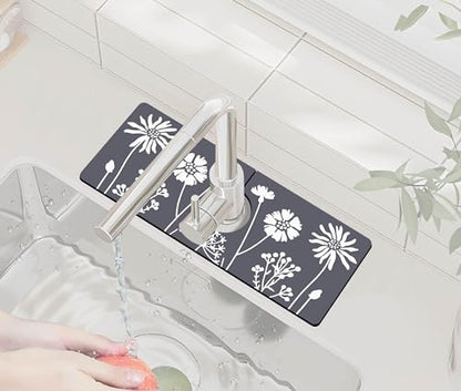 Kitchen Sink Splash Guard Faucet Mat -1 PC Super Absorbent Fast Drying Mat Sink Gadgets-Splash Guard Behind Faucet Drip Catcher for Kitchen, Bathroom,Sink Mat, Dish Drying Mat, Bathroom(15" X 5.5" ) - color: Black