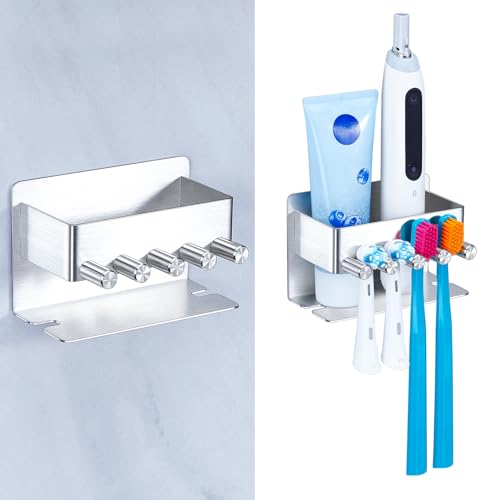 Electric Toothbrush Head Holder, Electric Toothbrush Holders Wall Mounted, Electric Head Holder, Brush Head Storage, Brush Head Holder Toothpaste Holder for Bathrooms (Silver, Small) - color: Silver