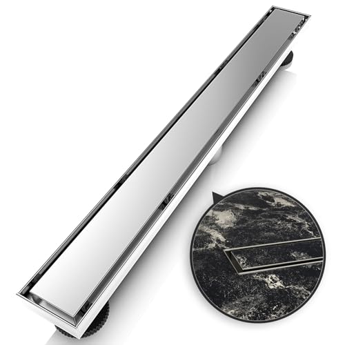 WEBANG 72 Inch Linear Shower Drain Rectangular Floor Drain with Accessories Reversible 2-in-1 Cover Tile Insert Grate Removable SUS304 Stainless Steel CUPC Certified Brushed - color: Brushed, size: 72 Inch