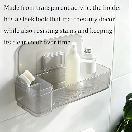 2Pcs Black Clear Acrylic Soap Dish, Self Draining Soap Holder for Shower, Wall Mounted No Drilling Adhesive Soap Saver Tray for Bathroom, Kitchen Sink, Tub Organizer - color: Black Clear