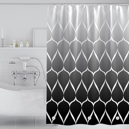 TIKABC Shower Curtain Liner, 4G PEVA Shower Liner, Plastic Waterproof Shower Curtains, with Grommet Holes and 3 Magnetic Weights(Gradient Black Gird) - color: Gradient Black Grid