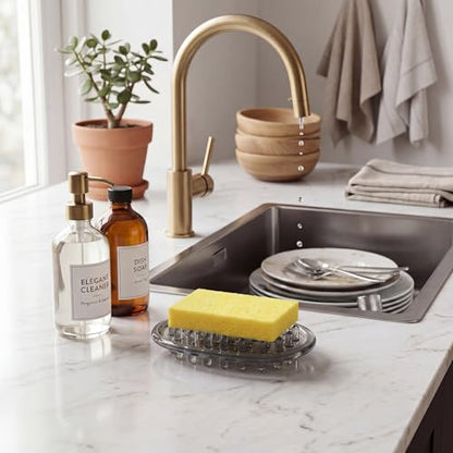 2 Pcs Plastic Soap Holder Soap Dish Bar Saver Tray with Holes Sponge Holder for Kitchen Bathroom Shower Counter, 4.5 x 3 x 0.7 Inches (Light Gray) - color: Light Gray