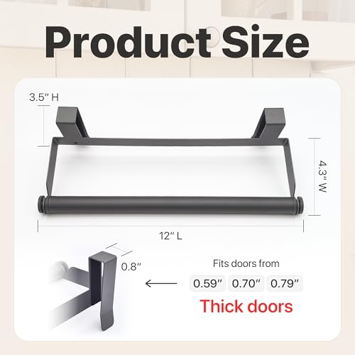 Over The Door Towel Rack No Drill, 12x4.3x3.5 Inch Carbon Steel Hanging Towel Holder for Kitchen Cabinet, Space Saving Towel Bar, 2 Pack - color: Gunmetal Gray