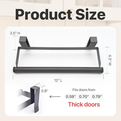 Over The Door Towel Rack No Drill, 12x4.3x3.5 Inch Carbon Steel Hanging Towel Holder for Kitchen Cabinet, Space Saving Towel Bar, 2 Pack - color: Gunmetal Gray