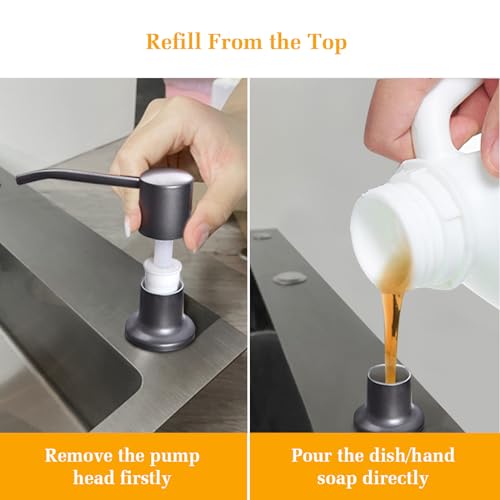 Soap Dispenser for Kitchen Sink, Built in Sink Soap Dispenser Lotion Dispenser with 17 OZ Bottle, Refill from The Top Bar Sink Soap Dispenser, Gray - color: Gray