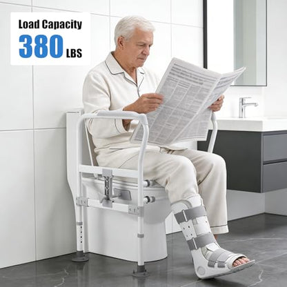 Toilet Safety Rails for Seniors, Zynuhmo Adjustable Toilet Safety Frame with Non-Slip Handles for Elderly, Handicap & Disabled, Foldable Toilet Handles Toilet Rail Stand Up Assist Fit Most Toilets