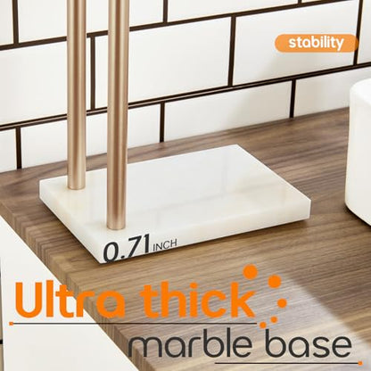 Hand Towel Bars for Bathroom Vanity Countertop 2-Tier Towel Rack Holders Stand with Heavy Marble Base Thicken Steady, Champagne Bronze Stainless Steel AN7003CPG - color: Champagne Bronze, size: 2-Bar
