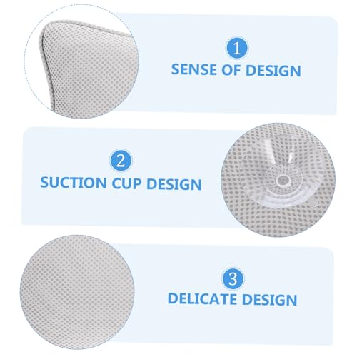 Pillow Bathtub Sturdy Material Strong Grip Suction Cups Grey Bath Pillow