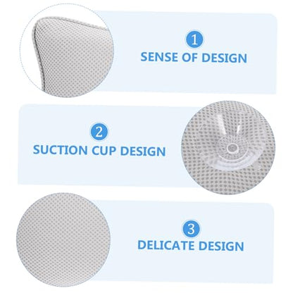 Pillow Bathtub Sturdy Material Strong Grip Suction Cups Grey Bath Pillow