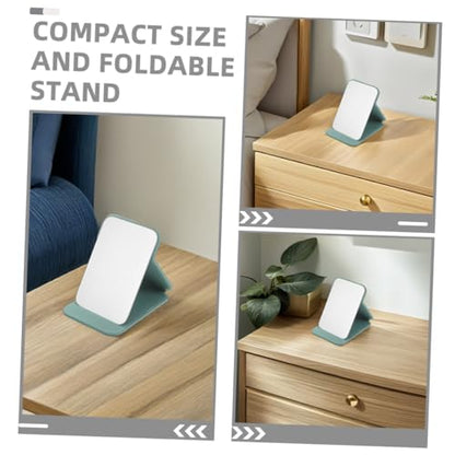 2pcs Small Vanity Mirror with Foldable Stand Portable Desk Makeup Mirror for Home Dorm Office High Definition Personal Countertop Folding