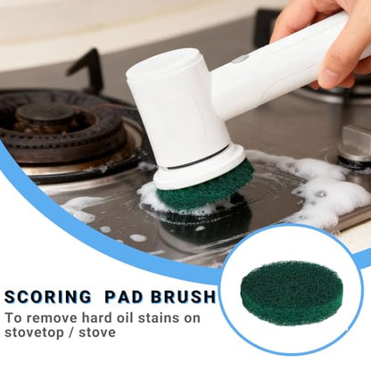 Spin Scrubber Replacement Heads, 4-Pack | Multi-surface pads: tile, bathtub, kitchen, floor, car detailing. Soft & stiff bristles.Deep clean grout & corners.