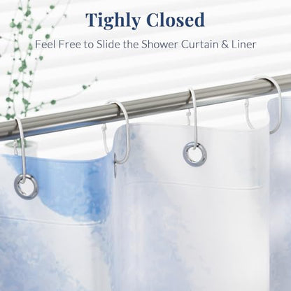 Bathway Shower Curtain Rings, White Shower Curtain Hooks 12 Pcs Anti-Drop Shower Rings for Curtain, Metal Shower Curtain Rings Rust Proof, Shower Hooks for Shower Curtain Rod, Curtain Rings - color: White, style: Modern Oval