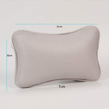 Non- Slip Sponge Bathtub Pillow with Suction Cups Head Pillow Neck Shoulder Support Cushion for Home Hotel Grey