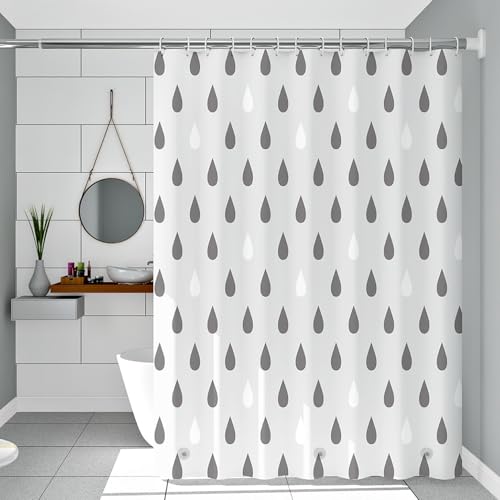 TIKABC Shower Curtain Liner, 4G PEVA Shower Liner, Plastic Waterproof Shower Curtains, 72x72 inch with Grommet Holes 3 Magnetic Weights - color: Black Raindrops