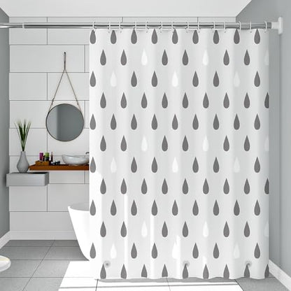 TIKABC Shower Curtain Liner, 4G PEVA Shower Liner, Plastic Waterproof Shower Curtains, 72x72 inch with Grommet Holes 3 Magnetic Weights - color: Black Raindrops
