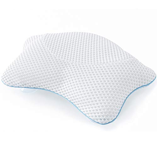 Non Slip Bath Pillow, Luxury Spa Bathtub Head & Neck Rest Support, Permeable Quick Drying Air Mesh Tub Pillow with 4 Large Suction Cups, Fits Any Tubs, Soft and Relaxing (White) - color: White