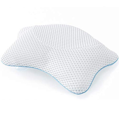 Non Slip Bath Pillow, Luxury Spa Bathtub Head & Neck Rest Support, Permeable Quick Drying Air Mesh Tub Pillow with 4 Large Suction Cups, Fits Any Tubs, Soft and Relaxing (White) - color: White
