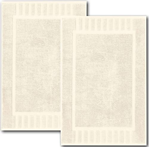 White Classic Luxury Bath Mat Floor Towel Set - Absorbent Cotton Hotel Spa Shower/Bathtub Mats [Not a Bathroom Rug] 22"x34" | 2 Pack | Ivory - color: 07: Ivory