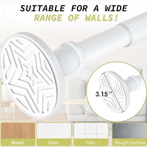 Shower Curtain Rod 31-100 In Adjustable Pole Heavy Duty White Tension Rods Spring Drilling and No Drilling Shower Rod for Bathroom Window Anti-Slip Never Rust - color: White, size: 31-100"
