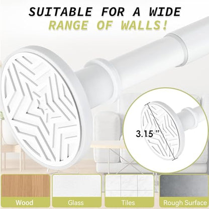 Shower Curtain Rod 31-100 In Adjustable Pole Heavy Duty White Tension Rods Spring Drilling and No Drilling Shower Rod for Bathroom Window Anti-Slip Never Rust - color: White, size: 31-100"